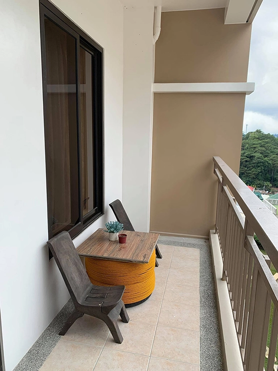 Balcony from the master bedroom of room A422 in Bristle Ridge DMCI Baguio Accommodation