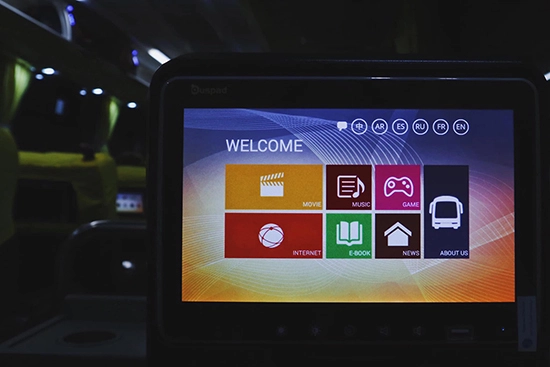 PITX - An image of the in-seat device at Solid North bus in PITX to Baguio