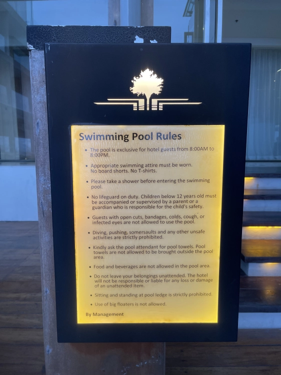 Escala Tagaytay - Pool rules