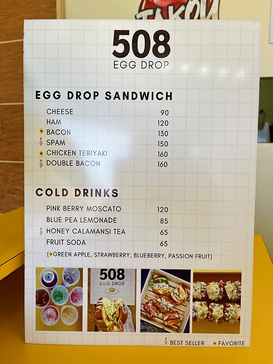 508 egg drop menu