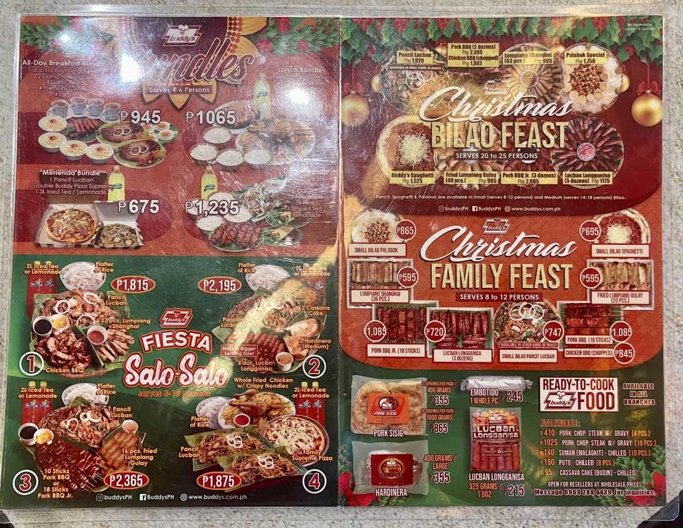 Buddy's Restaurant - Menu page 1