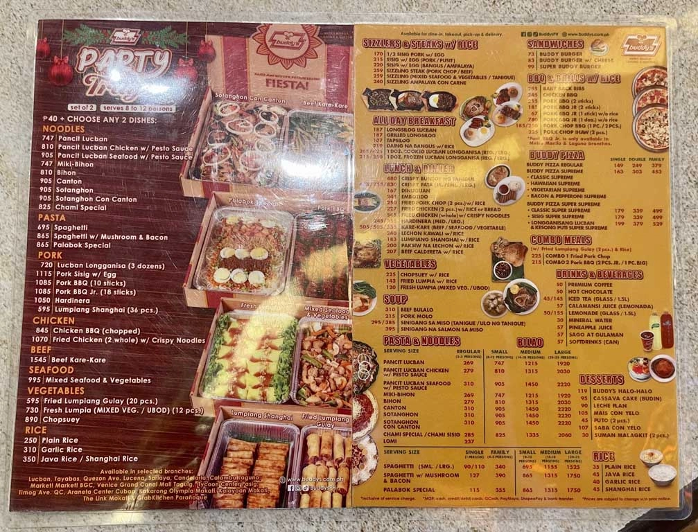 Buddy's Restaurant - Menu page 2