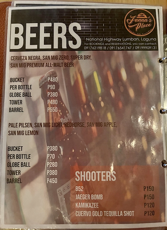 Janna's Place Lumban Laguna - Menu 4